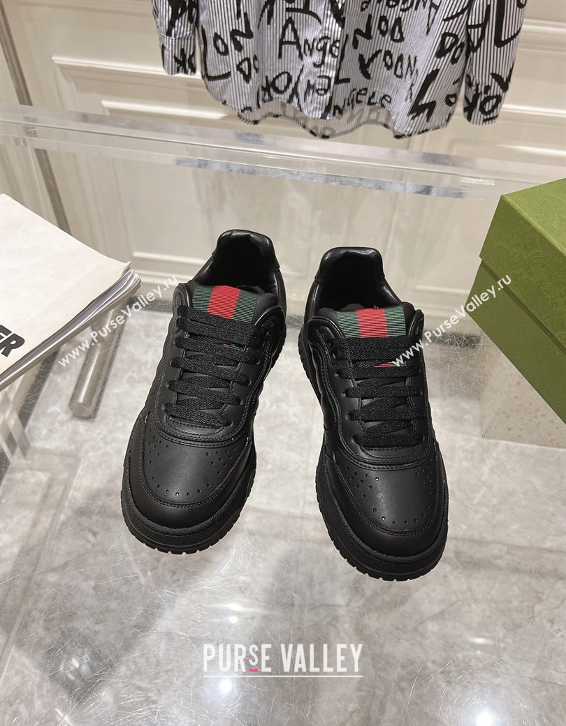 Gucci Re-Web Sneakers in Leather Black/Web 2024 ‎785452 (SS-241119104)