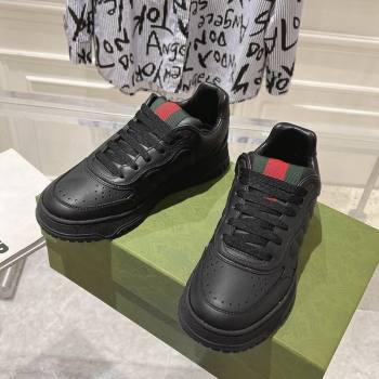 Gucci Re-Web Sneakers in Leather Black/Web 2024 ‎785452 (SS-241119104)