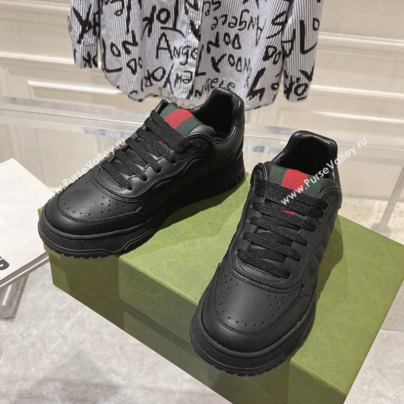 Gucci Re-Web Sneakers in Leather Black/Web 2024 ‎785452 (SS-241119104)