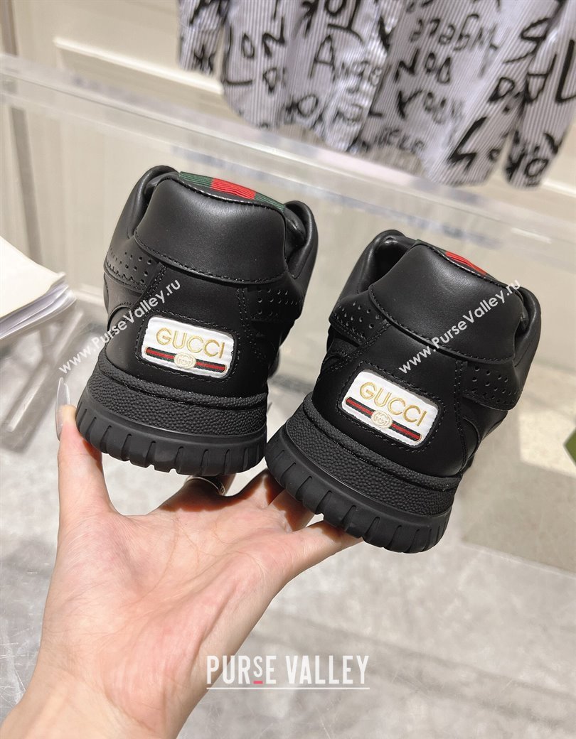 Gucci Re-Web Sneakers in Leather Black/Web 2024 ‎785452 (SS-241119104)