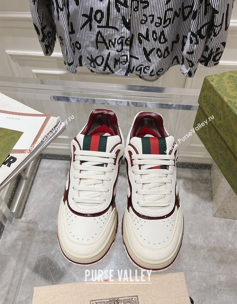 Gucci Re-Web Sneakers in Patent and Leather Burgundy 2024 ‎785452 (SS-241119112)