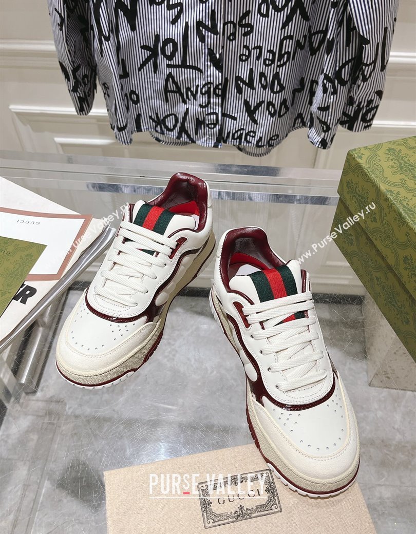 Gucci Re-Web Sneakers in Patent and Leather Burgundy 2024 ‎785452 (SS-241119112)