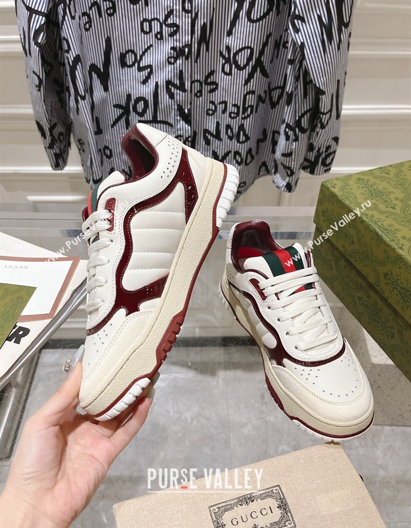 Gucci Re-Web Sneakers in Patent and Leather Burgundy 2024 ‎785452 (SS-241119112)