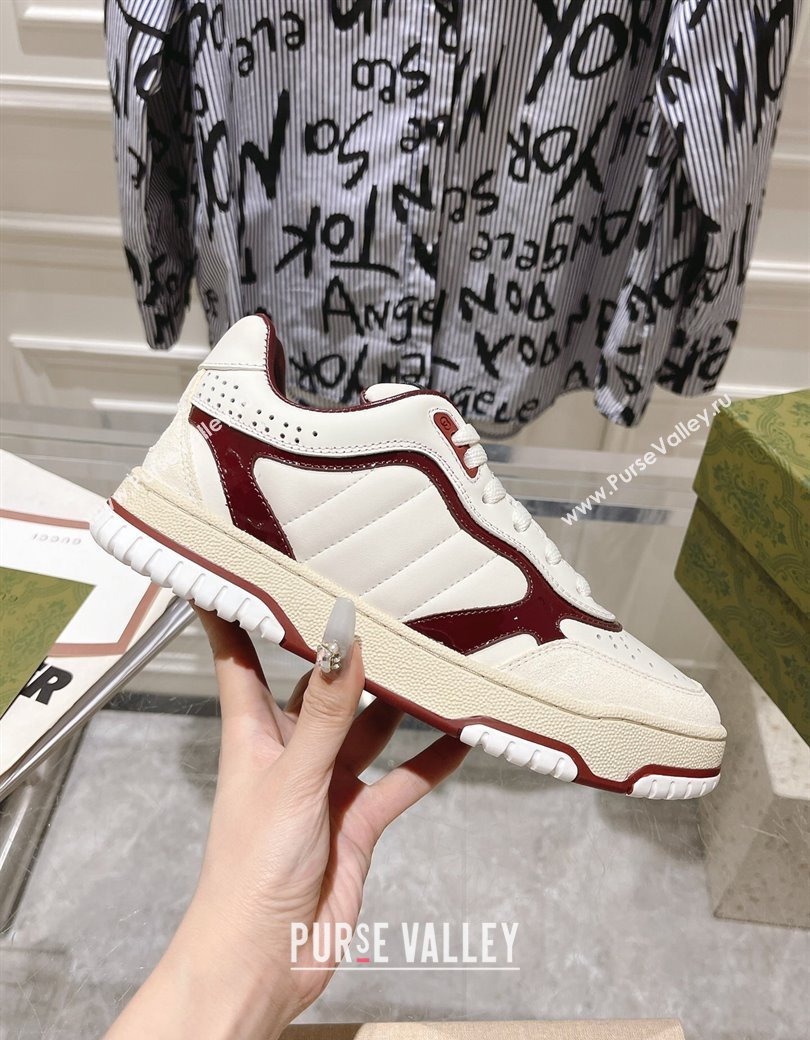 Gucci Re-Web Sneakers in Patent and Leather Burgundy 2024 ‎785452 (SS-241119112)