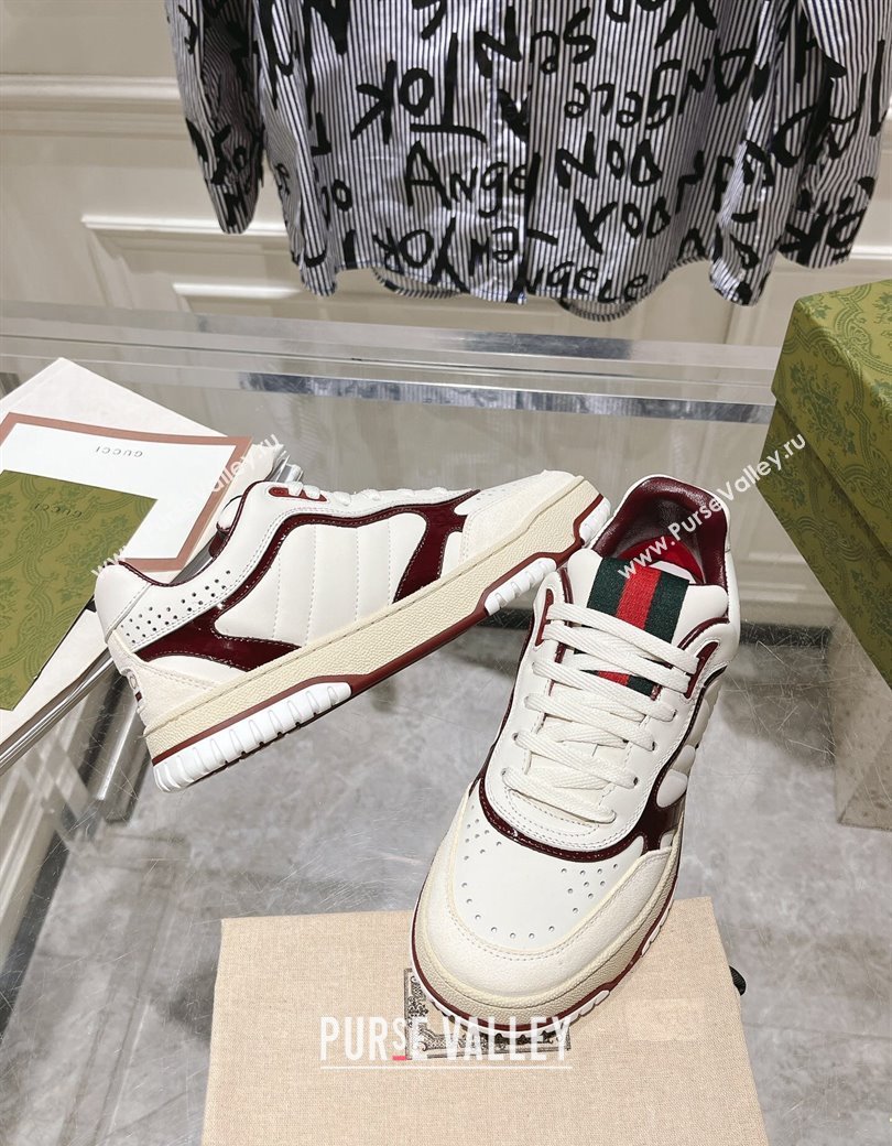 Gucci Re-Web Sneakers in Patent and Leather Burgundy 2024 ‎785452 (SS-241119112)