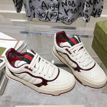 Gucci Re-Web Sneakers in Patent and Leather Burgundy 2024 ‎785452 (SS-241119112)