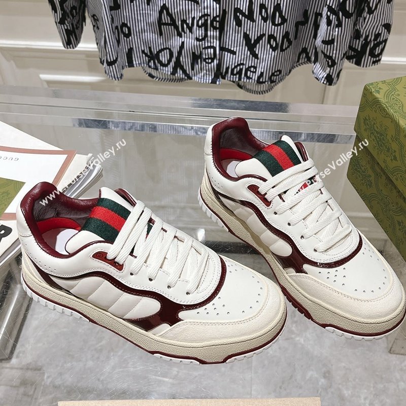 Gucci Re-Web Sneakers in Patent and Leather Burgundy 2024 ‎785452 (SS-241119112)