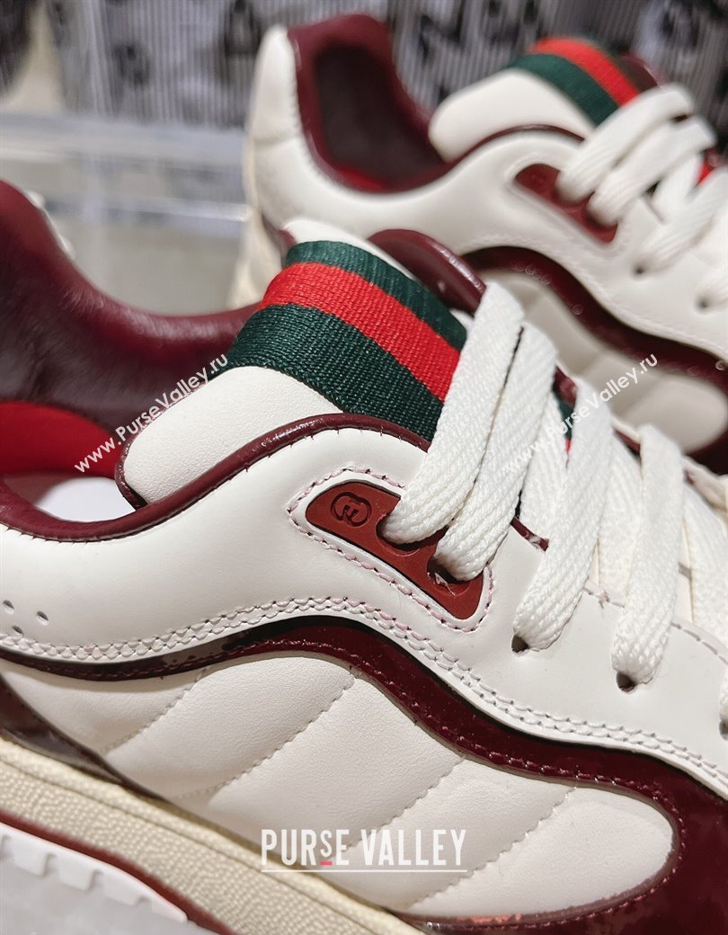 Gucci Re-Web Sneakers in Patent and Leather Burgundy 2024 ‎785452 (SS-241119112)