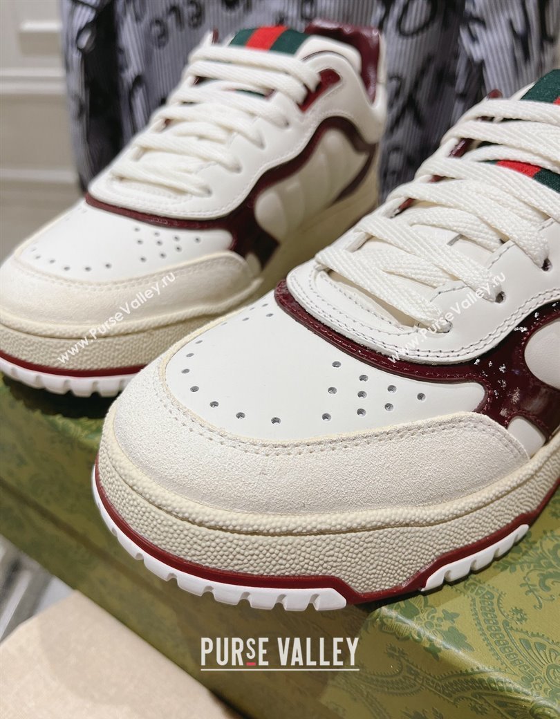 Gucci Re-Web Sneakers in Patent and Leather Burgundy 2024 ‎785452 (SS-241119112)