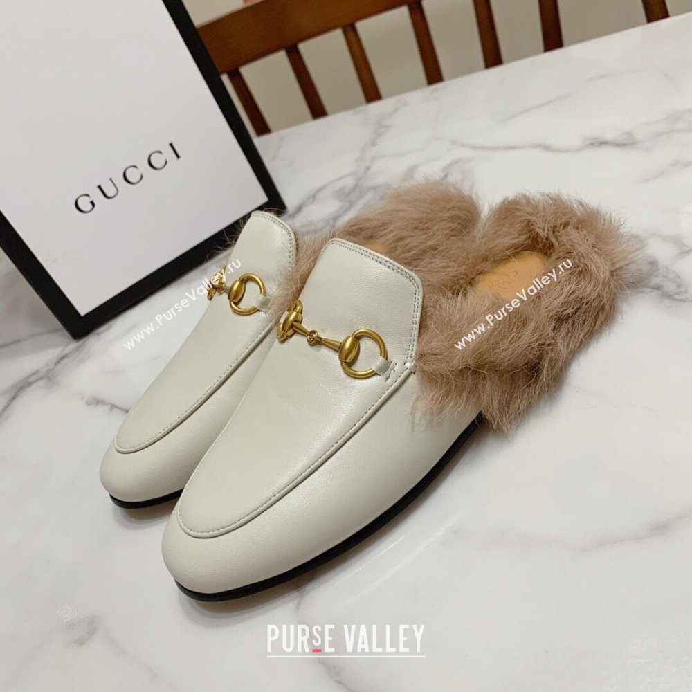 Gucci Leather and Wool Flat Slippers White 2024 1119 (MD-241119090)