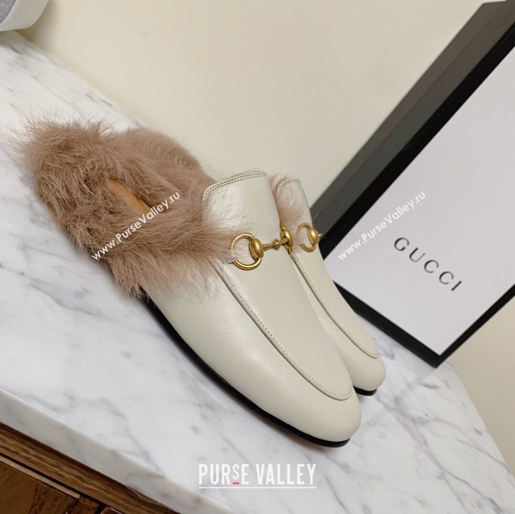 Gucci Leather and Wool Flat Slippers White 2024 1119 (MD-241119090)