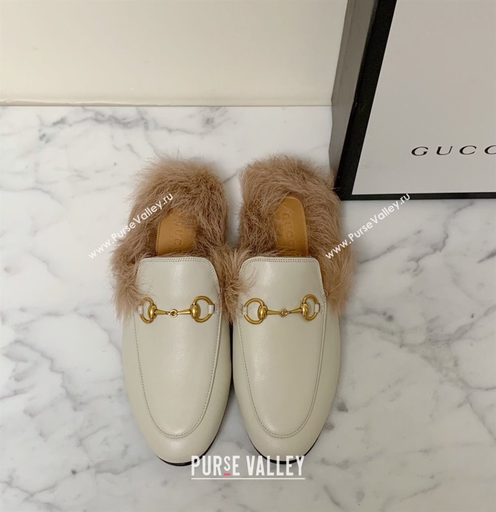 Gucci Leather and Wool Flat Slippers White 2024 1119 (MD-241119090)