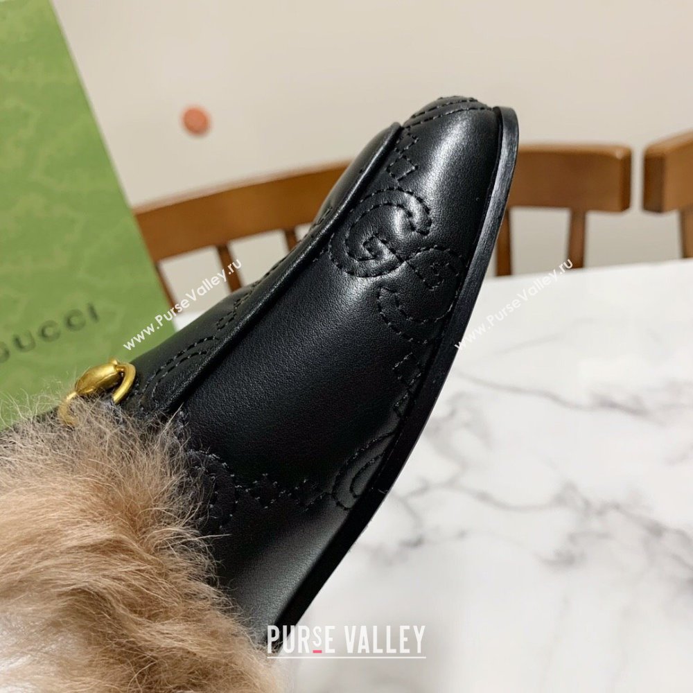 Gucci GG Leather and Wool Flat Slippers Black 2024 1119 (MD-241119092)