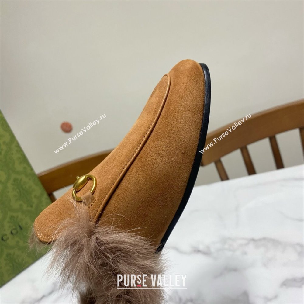 Gucci Suede and Wool Flat Slippers Brown 2024 1119 (MD-241119094)