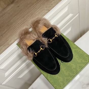 Gucci Suede and Wool Flat Slippers Black 2024 1119 (MD-241119096)