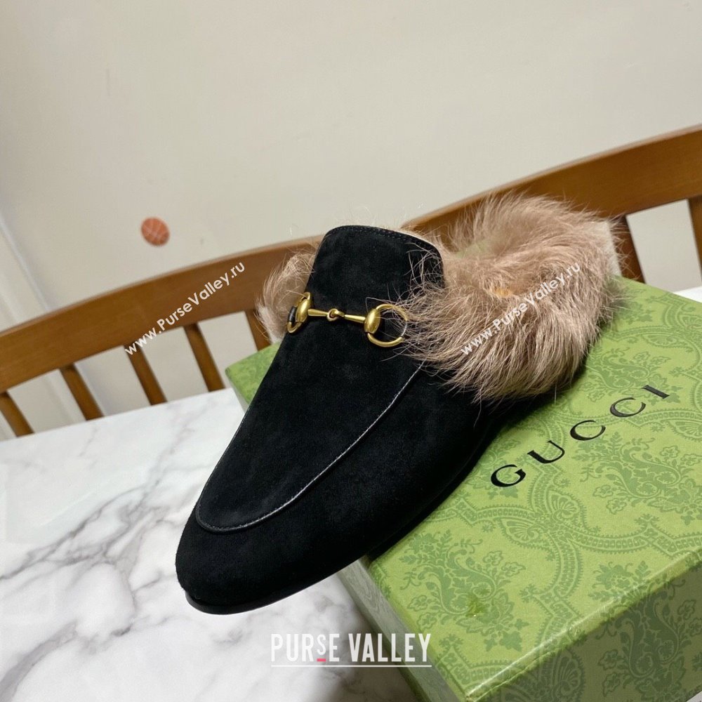 Gucci Suede and Wool Flat Slippers Black 2024 1119 (MD-241119096)