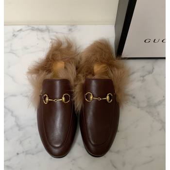 Gucci Leather and Wool Flat Slippers Brown 2024 1119 (MD-241119089)