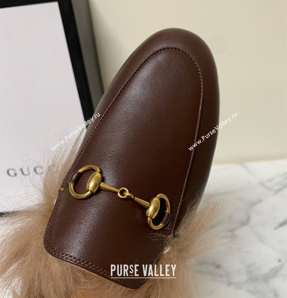 Gucci Leather and Wool Flat Slippers Brown 2024 1119 (MD-241119089)