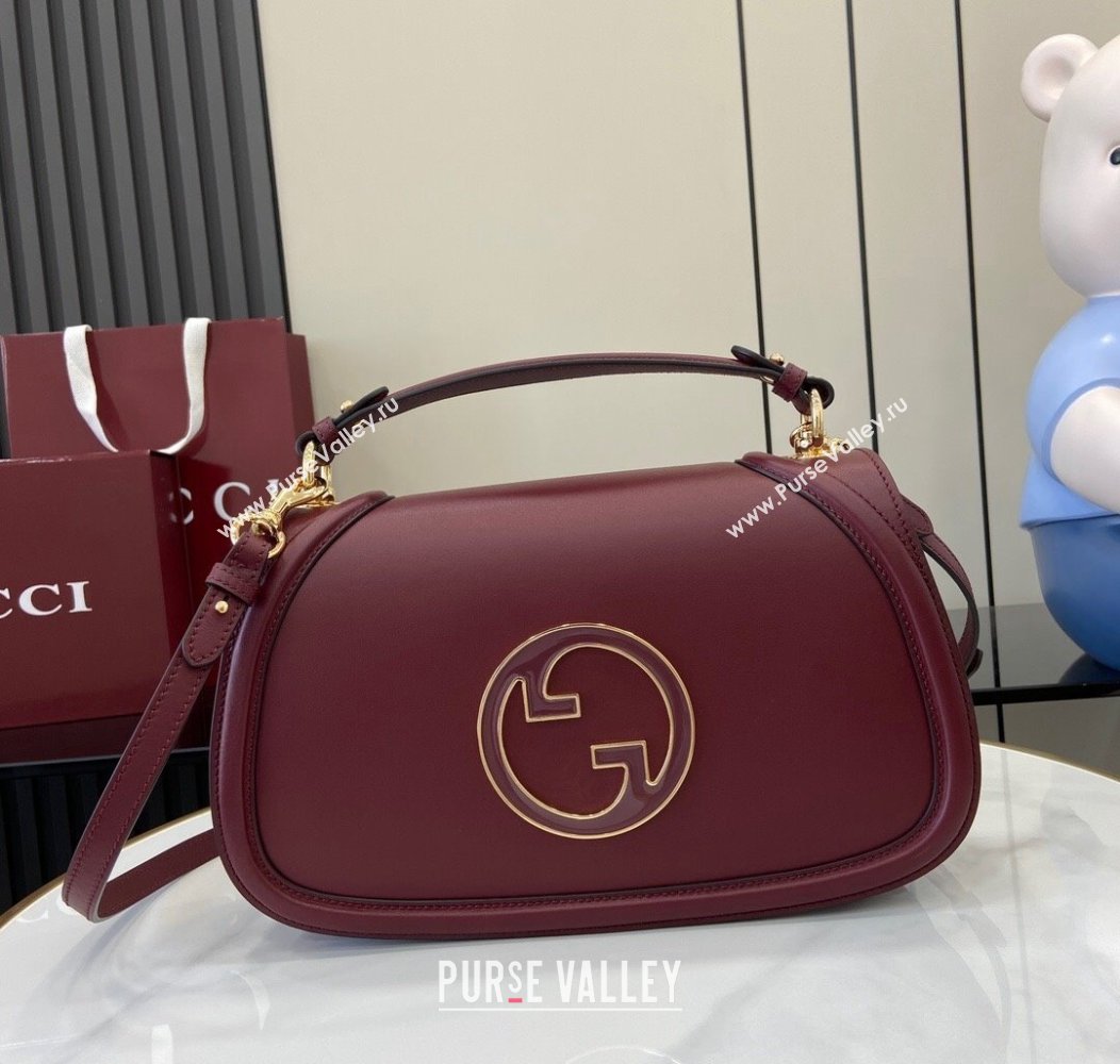 Gucci Blondie Leather Medium Top Handle Bag 815719 Burgundy 2024 (XLU-241211028)