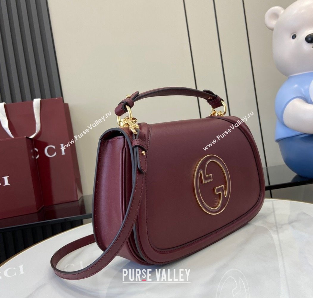 Gucci Blondie Leather Medium Top Handle Bag 815719 Burgundy 2024 (XLU-241211028)