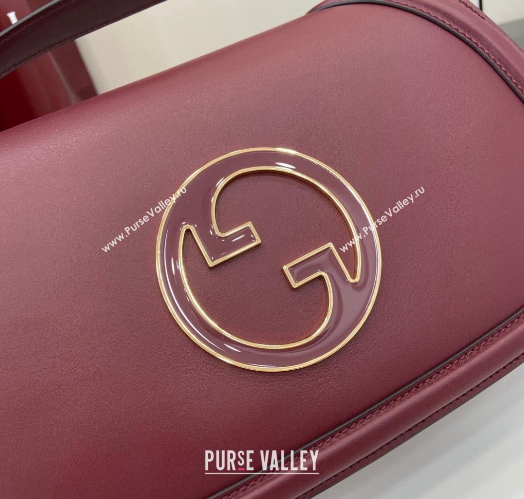 Gucci Blondie Leather Medium Top Handle Bag 815719 Burgundy 2024 (XLU-241211028)