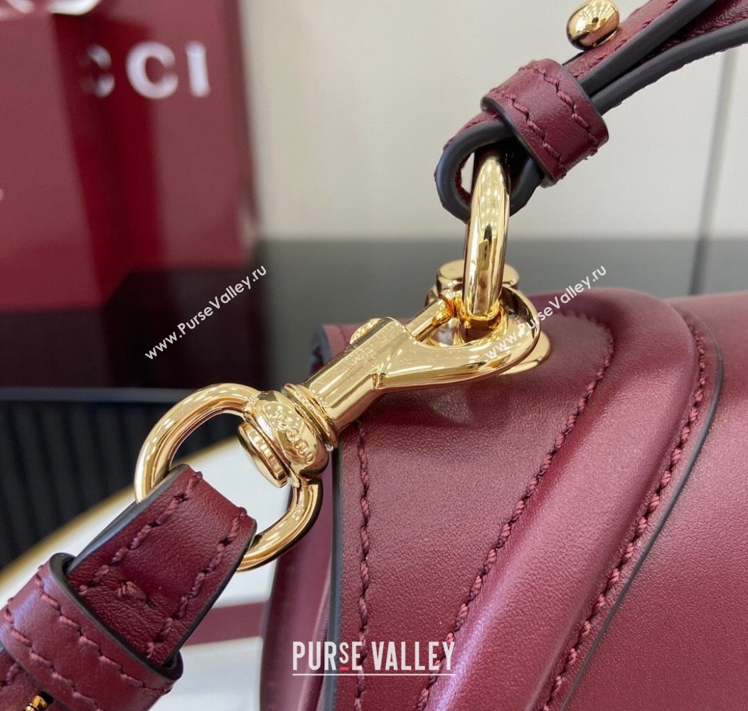 Gucci Blondie Leather Medium Top Handle Bag 815719 Burgundy 2024 (XLU-241211028)