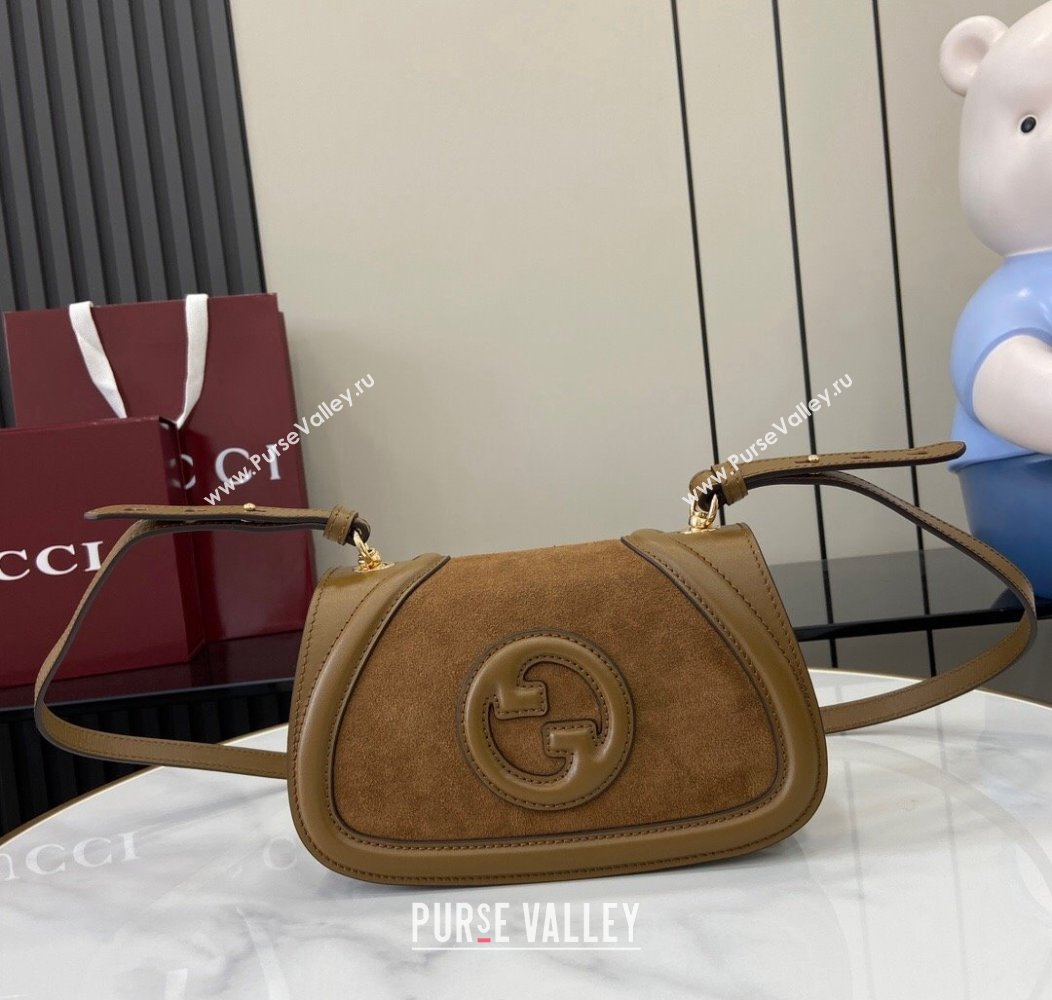 Gucci Blondie Mini Shoulder bag in Suede 815700 Light Brown 2024 (XLU-241211030)