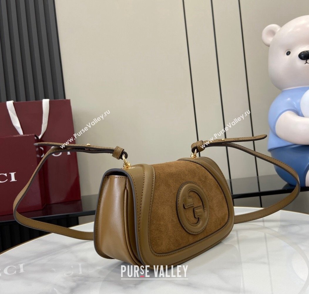 Gucci Blondie Mini Shoulder bag in Suede 815700 Light Brown 2024 (XLU-241211030)