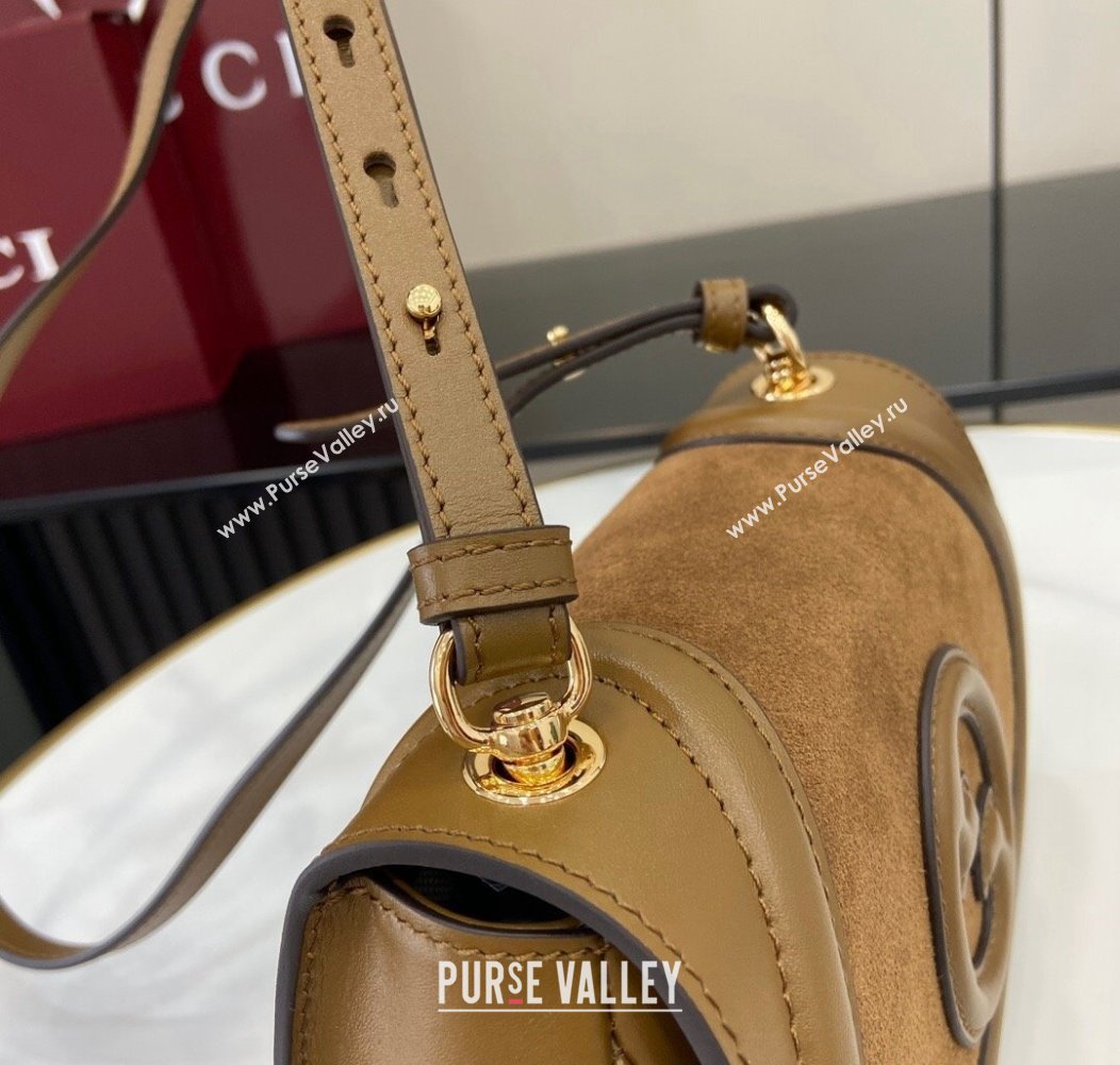 Gucci Blondie Mini Shoulder bag in Suede 815700 Light Brown 2024 (XLU-241211030)