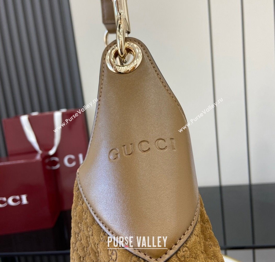 Gucci GG Suede and Leather Medium Shoulder bag Light Brown 2024 815924 (XLU-241211017)