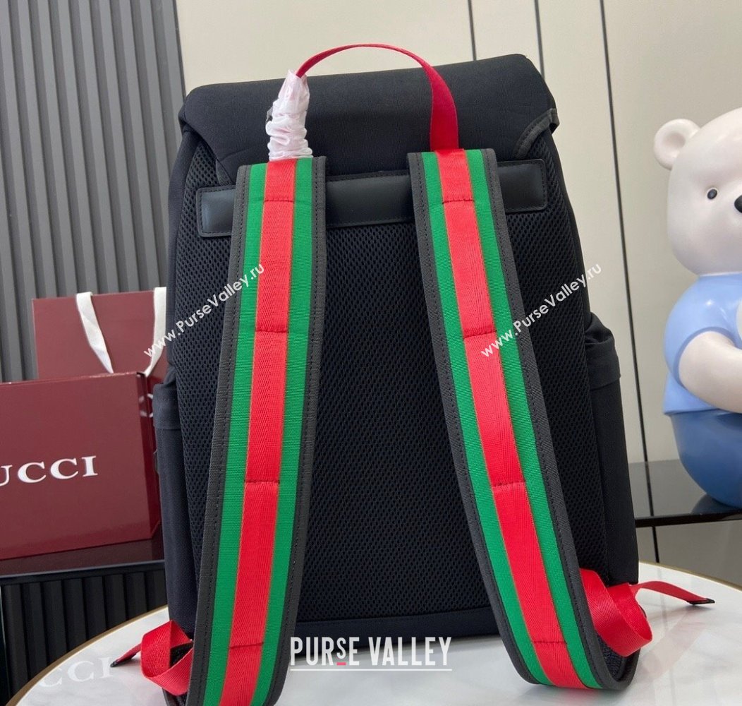 Gucci Black Canvas Backpack Bag with Web 429037 2024 (XLU-241211066)