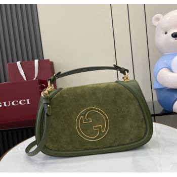 Gucci Blondie Suede Medium Top Handle Bag 815719 Green 2024 (XLU-241211018)