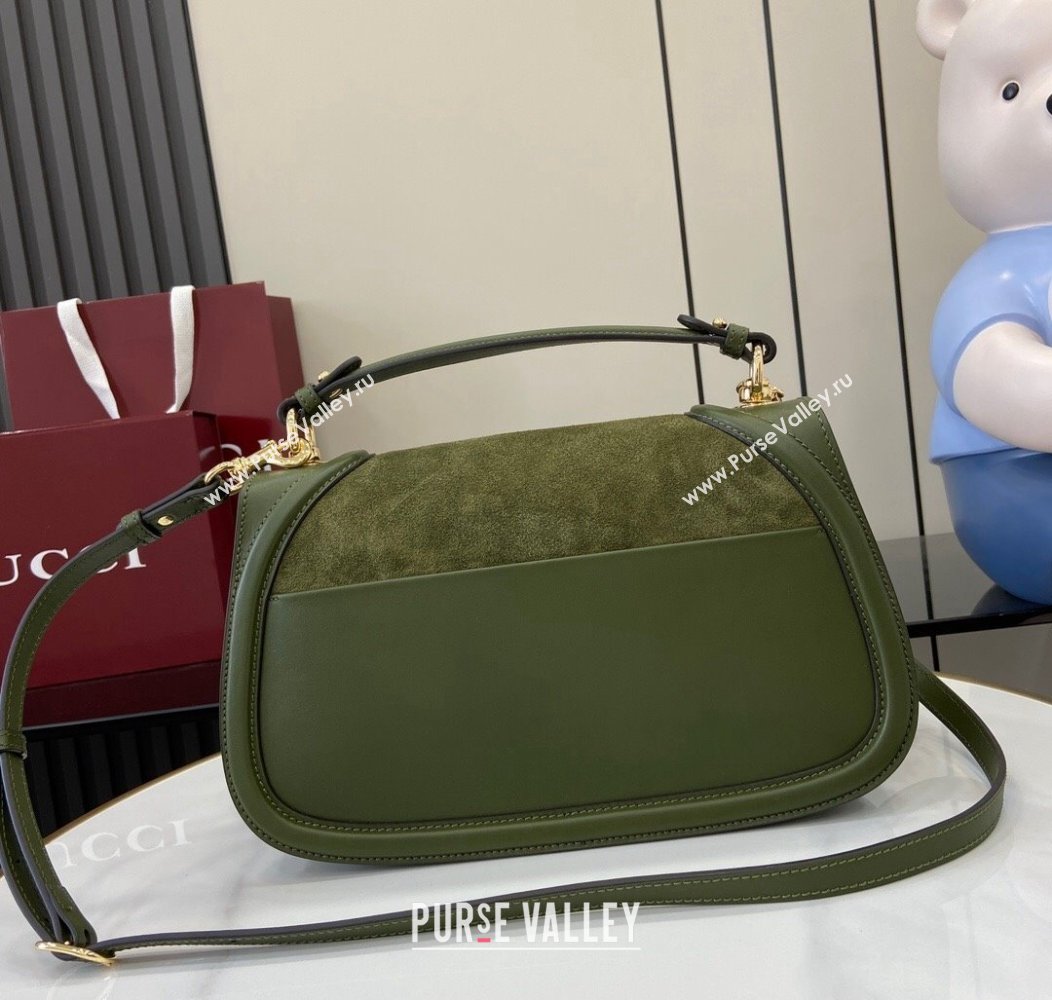 Gucci Blondie Suede Medium Top Handle Bag 815719 Green 2024 (XLU-241211018)