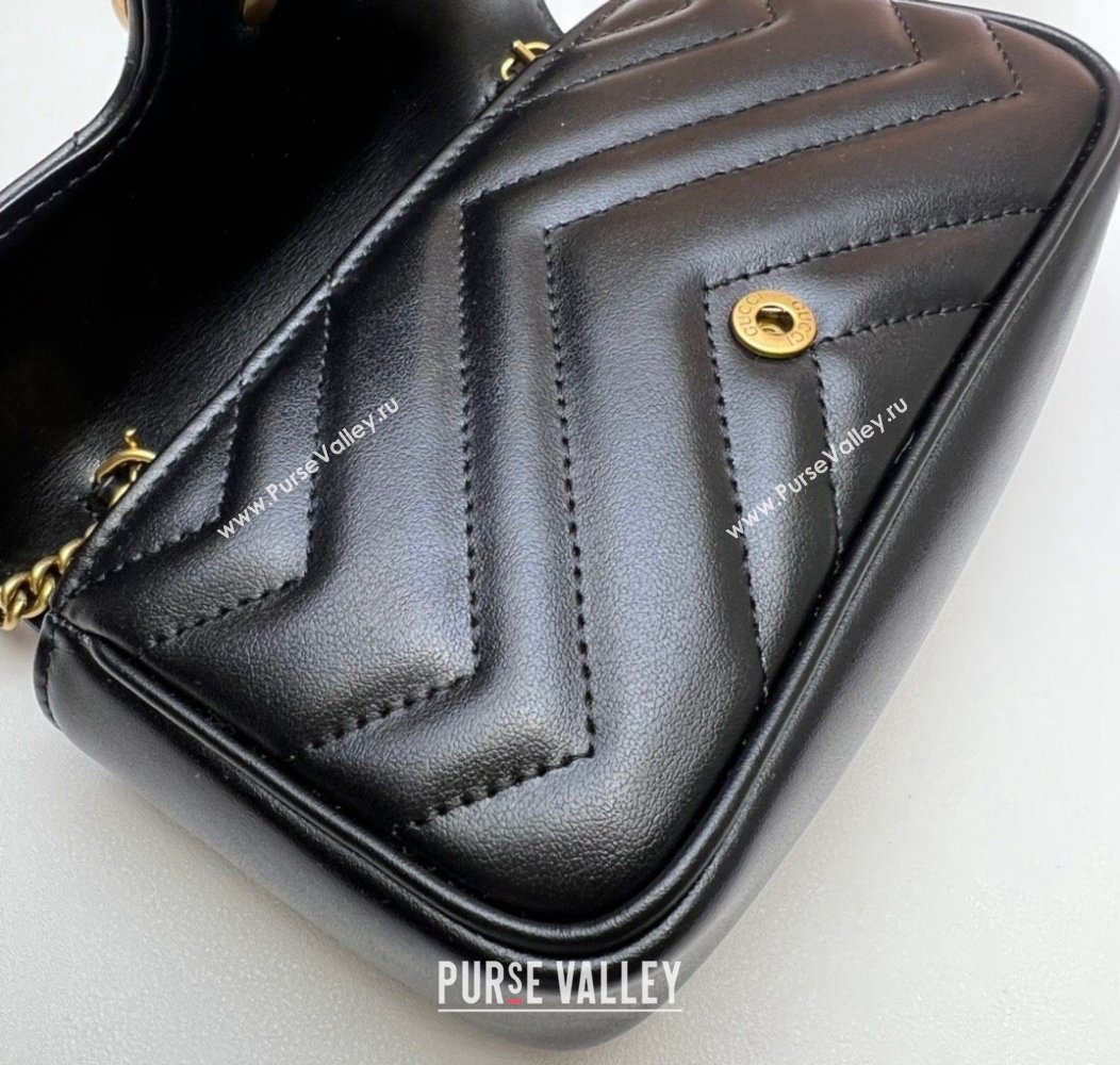 Gucci GG Marmont Matelasse Leather Super Mini Bag ‎476433 Black/Gold 2024 (DLH-241211074)