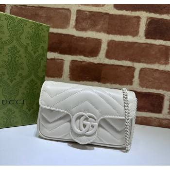 Gucci GG Marmont Matelasse Leather Super Mini Bag ‎476433 All White 2024 (DLH-241211075)