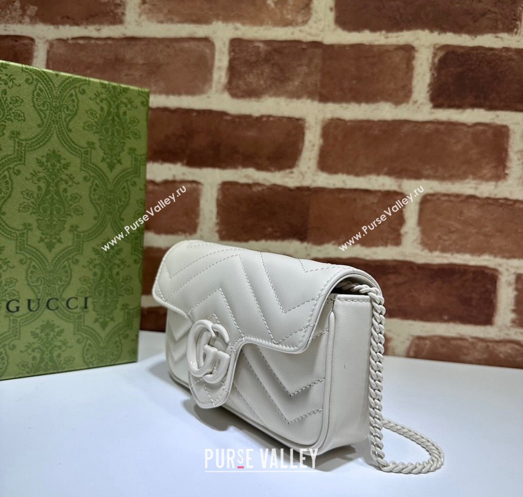 Gucci GG Marmont Matelasse Leather Super Mini Bag ‎476433 All White 2024 (DLH-241211075)