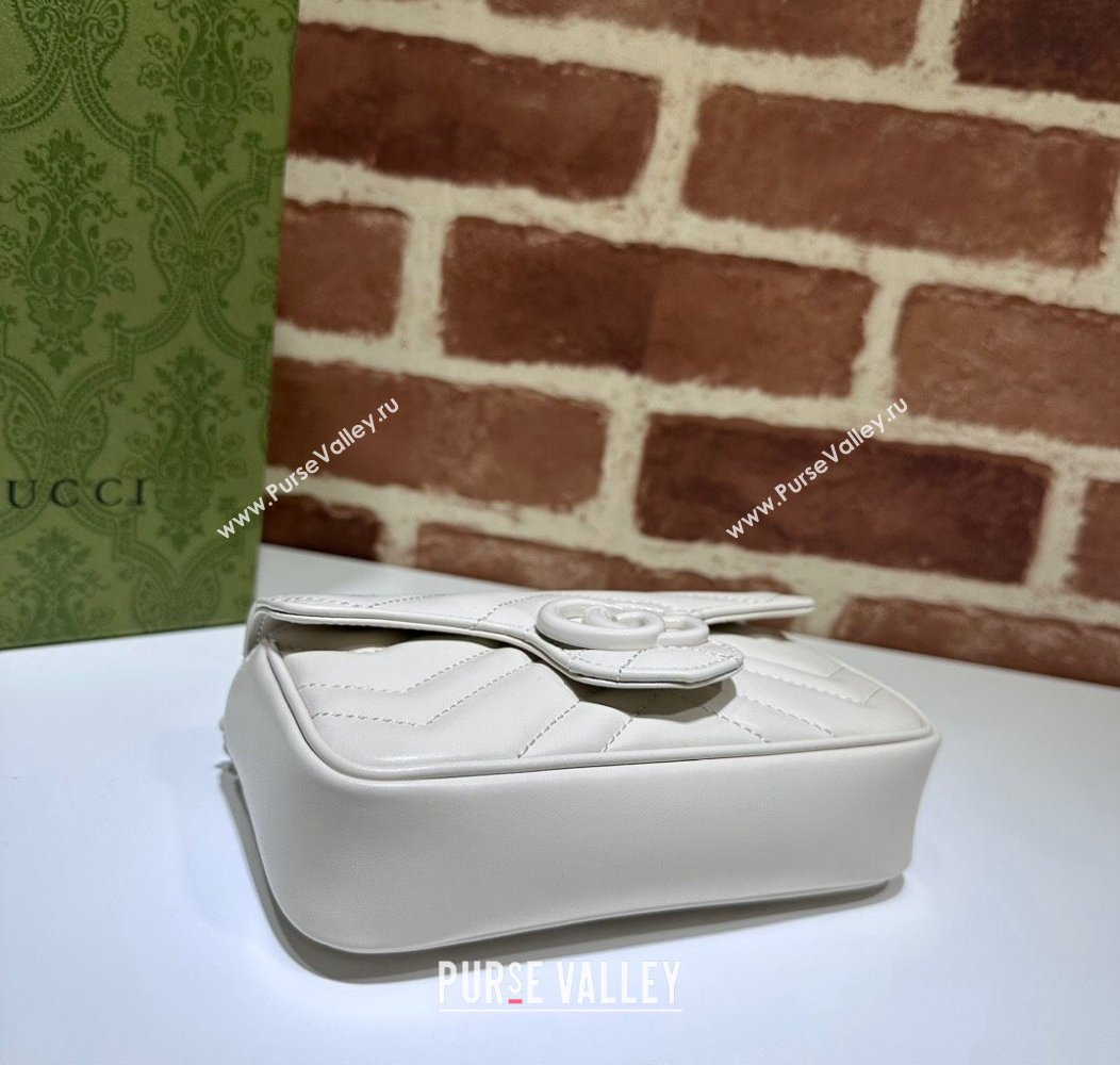 Gucci GG Marmont Matelasse Leather Super Mini Bag ‎476433 All White 2024 (DLH-241211075)