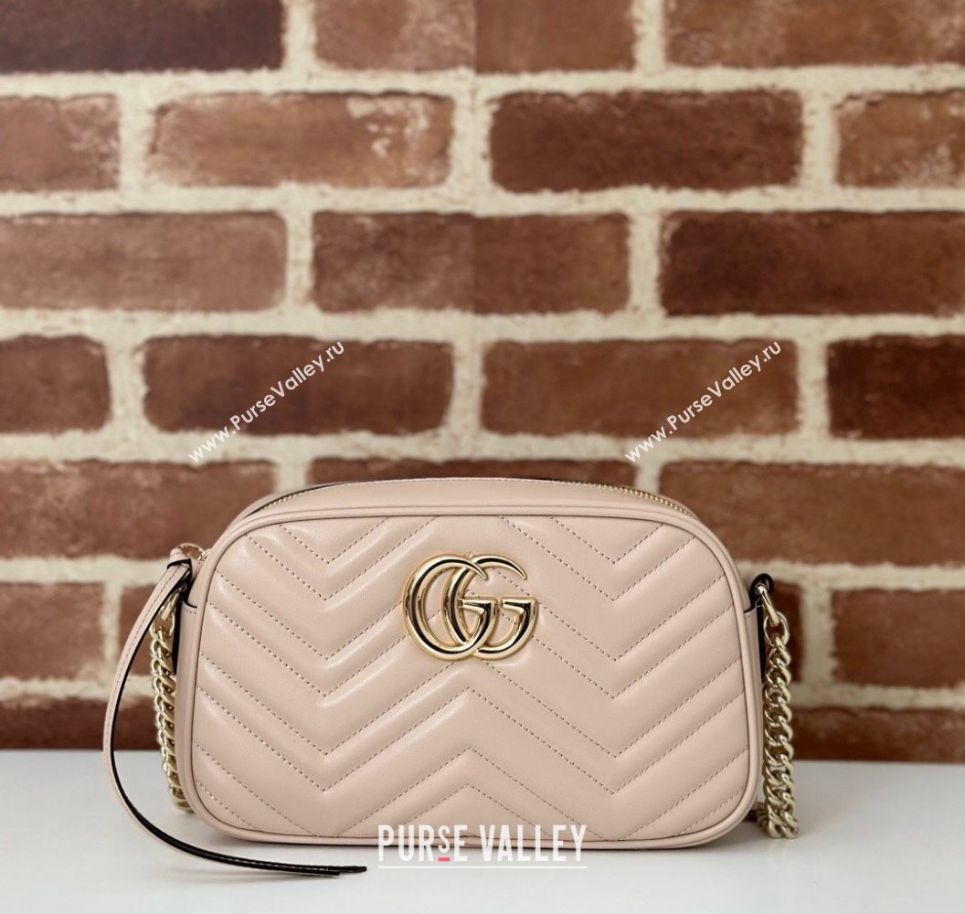 Gucci GG Marmont Leather Small Shoulder Bag Light Pink 447632 2024 (DLH-241211099)