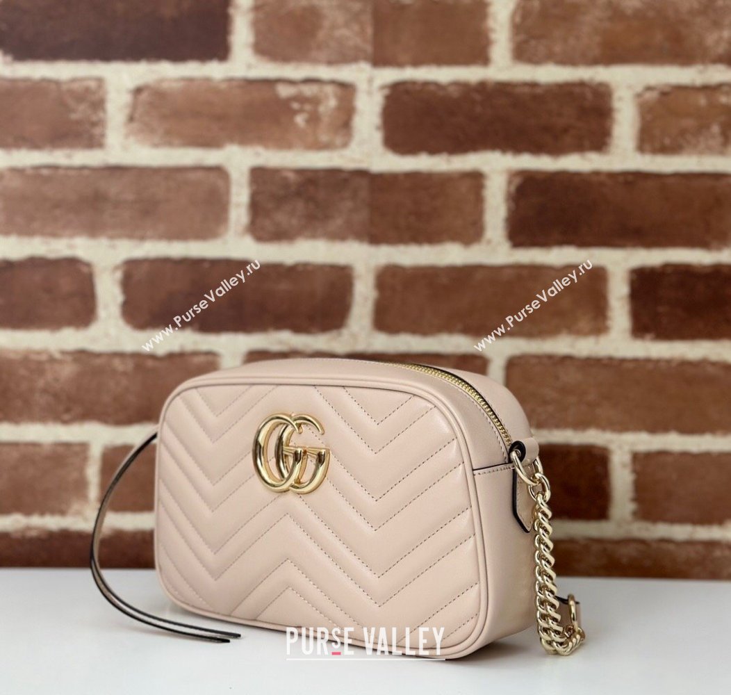 Gucci GG Marmont Leather Small Shoulder Bag Light Pink 447632 2024 (DLH-241211099)