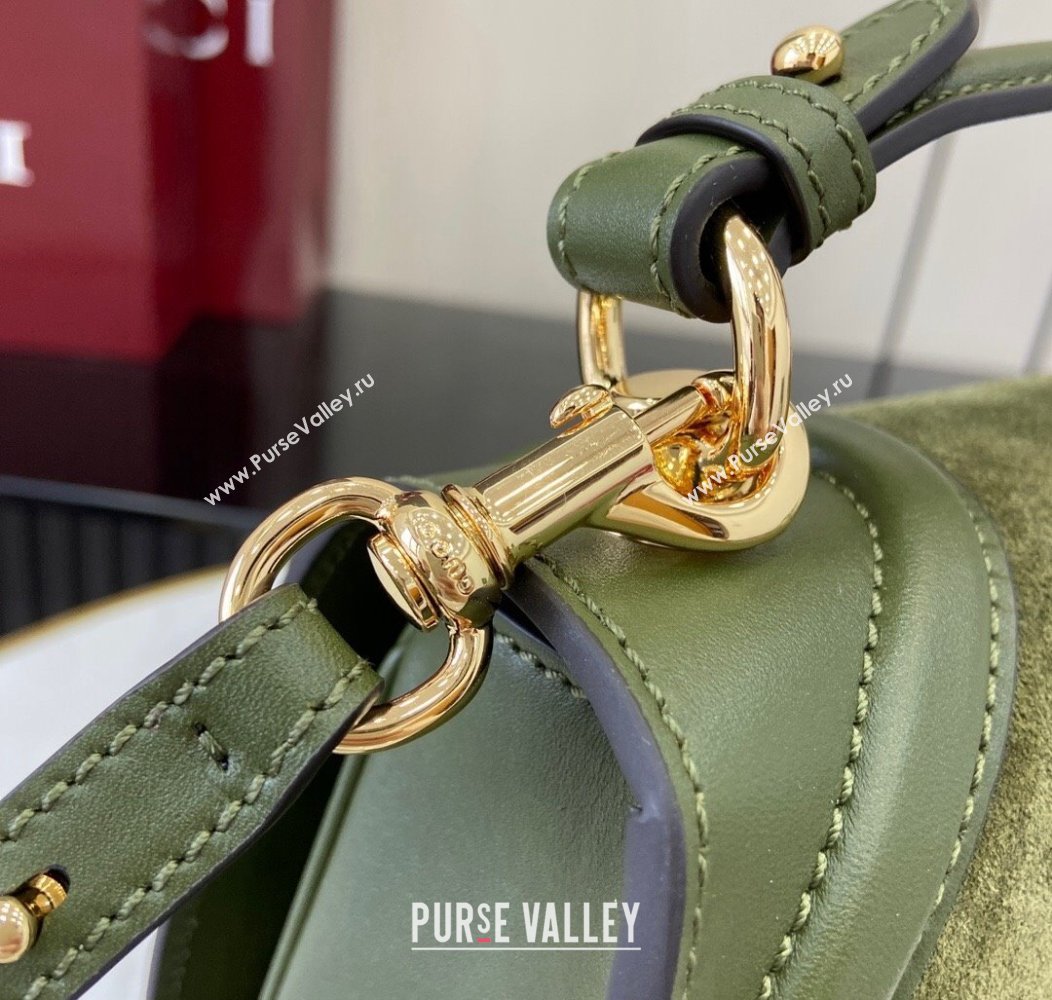 Gucci Blondie Suede Medium Top Handle Bag 815719 Green 2024 (XLU-241211018)