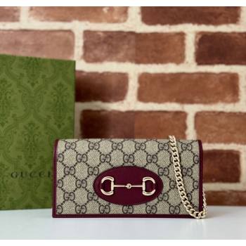 Gucci Horsebit 1955 GG Canvas Wallet with Chain 621892 Burgundy 2024 (DLH-241211053)