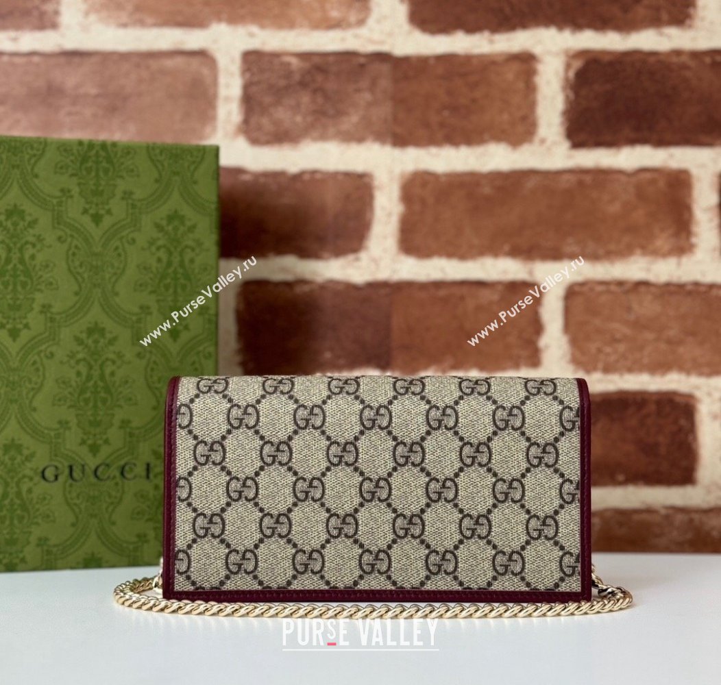 Gucci Horsebit 1955 GG Canvas Wallet with Chain 621892 Burgundy 2024 (DLH-241211053)