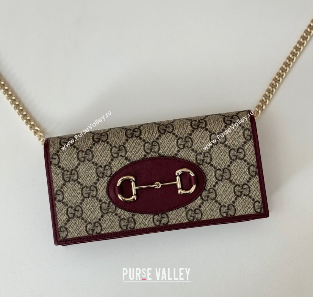 Gucci Horsebit 1955 GG Canvas Wallet with Chain 621892 Burgundy 2024 (DLH-241211053)