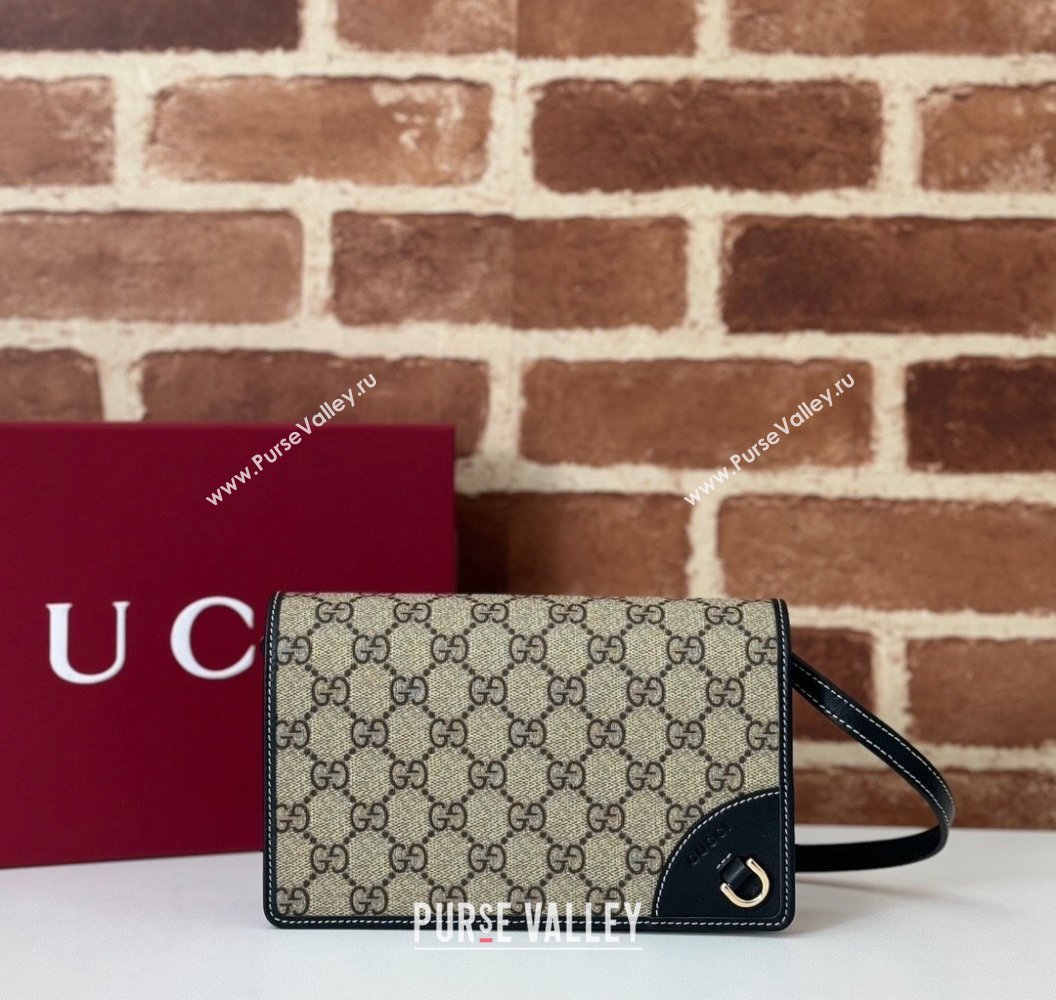 Gucci GG Canvas Emblem Super Mini Shoulder bag Black 2024 820688 (DLH-241211054)