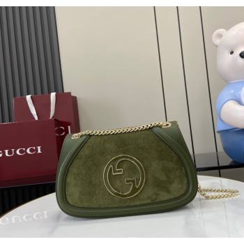 Gucci Blondie Suede Small Shoulder Bag Green 2024 815715 (XLU-241211022)