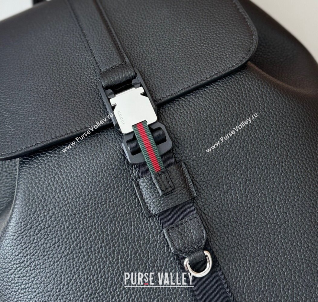 Gucci Mens Leather Large Backpack Bag Black 2024 816750 (DLH-241211109)