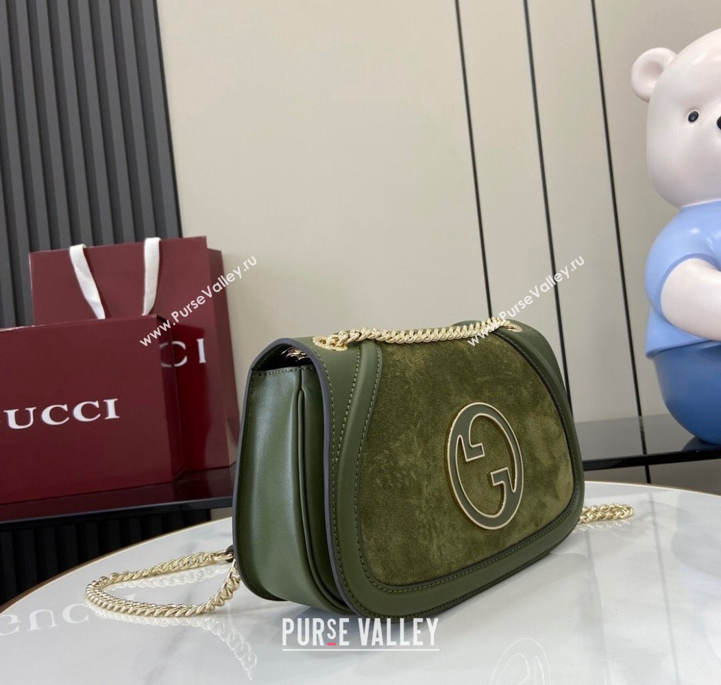 Gucci Blondie Suede Small Shoulder Bag Green 2024 815715 (XLU-241211022)