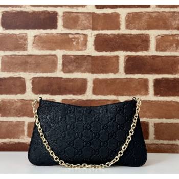 Gucci GG Grainy Leather Emblem Medium Shoulder bag Black 2024 815277 (DLH-241211110)