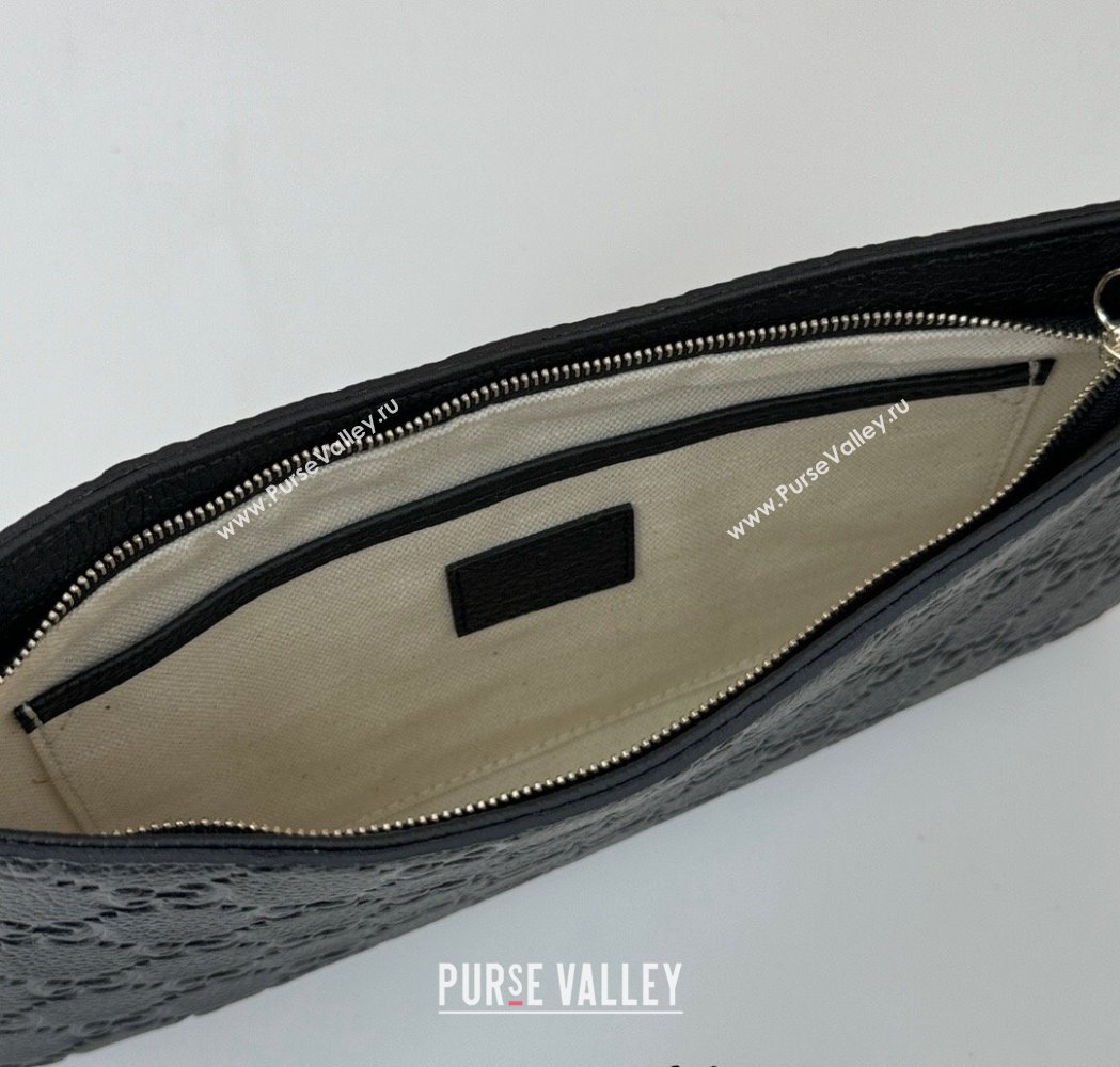 Gucci GG Grainy Leather Emblem Medium Shoulder bag Black 2025 815277 (DLH-250117063)