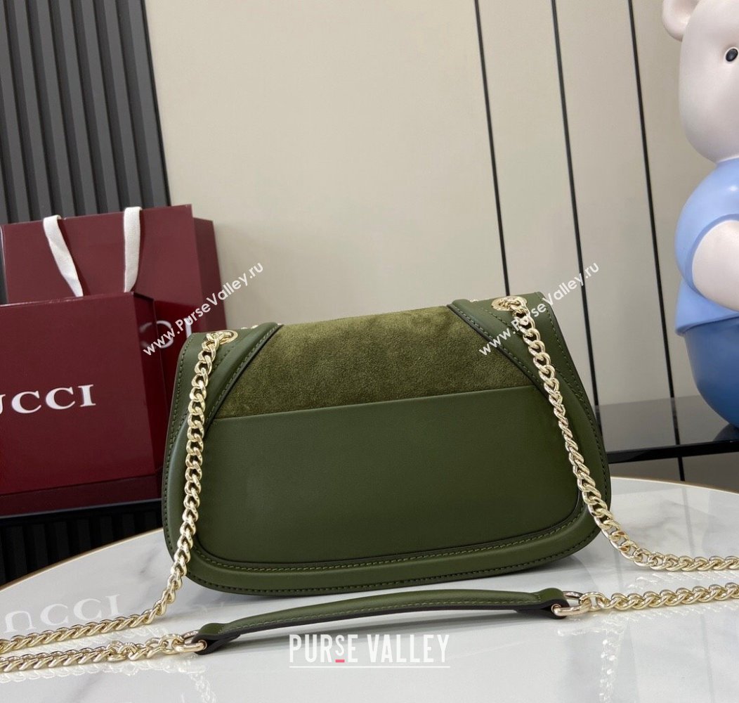 Gucci Blondie Suede Small Shoulder Bag Green 2024 815715 (XLU-241211022)